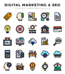 Digital Marketing & SEO icons set for website and mobile site and apps.