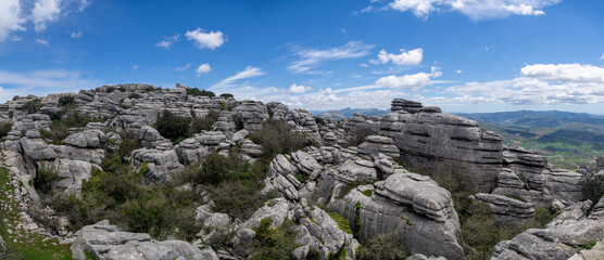 Panoramic View of El Torcal de Antequera: An Ancient Stone Sea