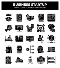 Business Startup Icon Set: 25 Essential Icons for Marketing. Finance. and Growth