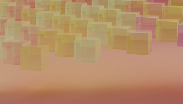 Abstract pastel 3d cubes pattern on pink background render