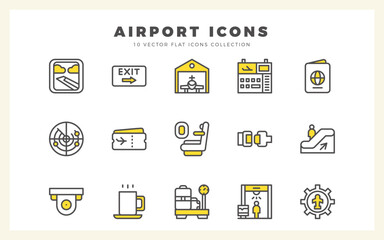 15 Airport Two Color icons pack. vector illustration.