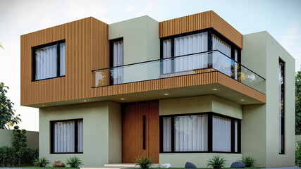 3D illustration of a majestic two-story home 2