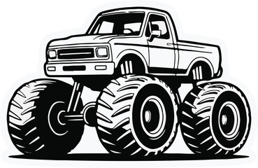 vector monster truck silhouette in black and white eps ai jpeg png suitable for offroad performance motorsport design © AIcon Star
