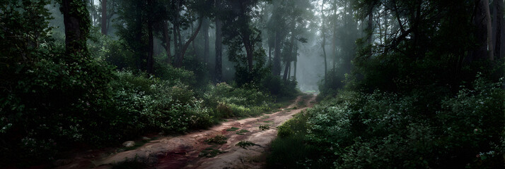 Serenity Awaits: Discover the Mystical Allure of a Dusty Trail through Enchanted Woods in Tranquil Settings