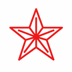 Obraz premium Red Outline Star with Geometric Lines