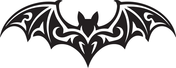 symmetrical black bat silhouette vector art for gothic decorations and spooky designs