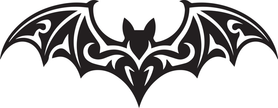 symmetrical black bat silhouette vector art for gothic decorations and spooky designs