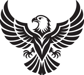 bold monochrome eagle vector illustration with outstretched wings symbolizing freedom strength and power