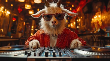 Goat DJ in a Stylish Club Setting