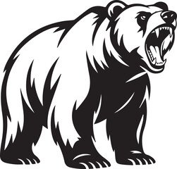 minimal monochrome bear head vector graphic design for wildlife logo branding