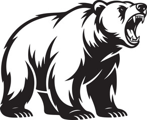 dynamic black and white bear silhouette vector emblem for outdoor adventure branding wildlife  conservation