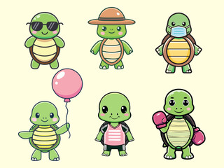 cute-cartoon-turtle-vector-icon-set