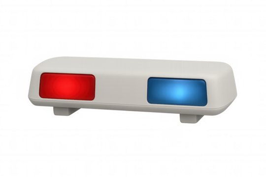 Emergency vehicle warning lights blinking on transparent backdrop, highlighting rescue, law enforcement, medical response scenarios