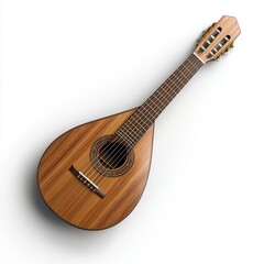 Fototapeta premium Dark Wood Mandolin Close up on White Background