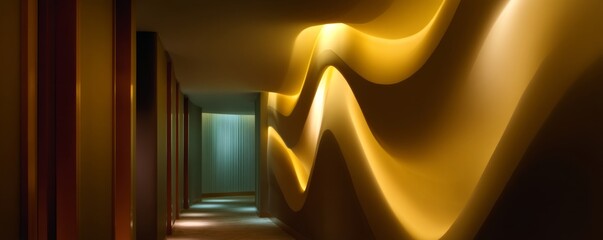 Illuminated hallway design modern hotel interior photography contemporary space perspective view ambiance inspiration