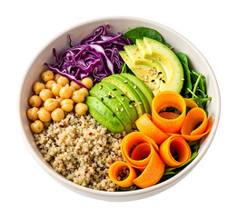 Vegan bowl with chickpeas and quinoa , isolated on transparent background, png
