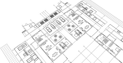 residential building plan concept draft project