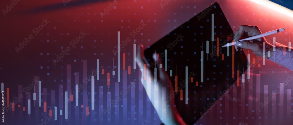 Poster financial data analysis and performance tracking visualization.