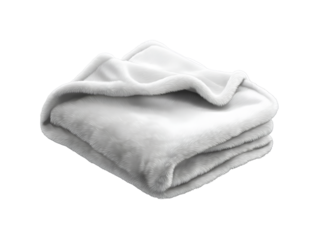 Soft white empty blanket isolated on transparent background