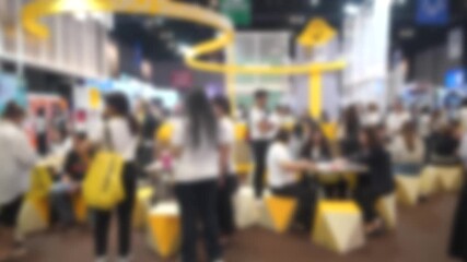 Bank of Thailand held a trade show, credit promotions and interest for customers at Smart Sme 2025 at The Mall Nakhon Ratchasima. There is slight movement from the camera. Blur And Soft Focus.