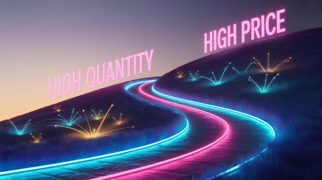 Demand curve illustration showcasing the price and quantity relationship curve