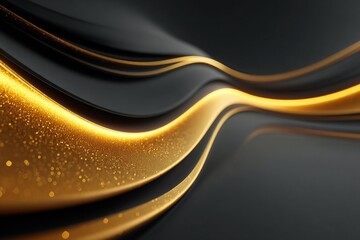 Elegant flowing golden lines shimmer against a dark backdrop with modern abstract design