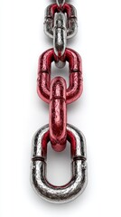 Obraz premium Colorful chain links in red and silver displayed on a white background