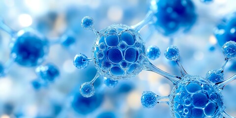 Digital science background with abstract blue molecular structure