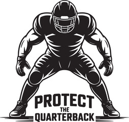 Powerful football player ready to protect quarterback