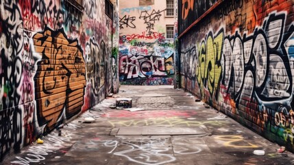 Fototapeta premium Urban art exploration city alley graffiti photography vibrant environment street view contemporary culture