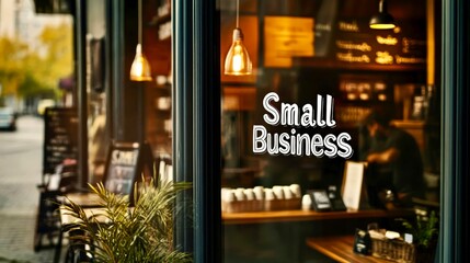 Horizontal small business storefront retail sign shop window