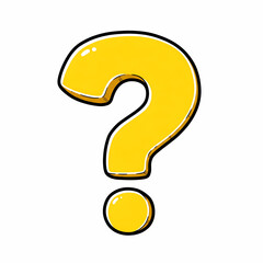 Naklejka premium Yellow Question Mark with Outline and Shadows