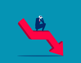 Recession concept. Businessman and falling market
