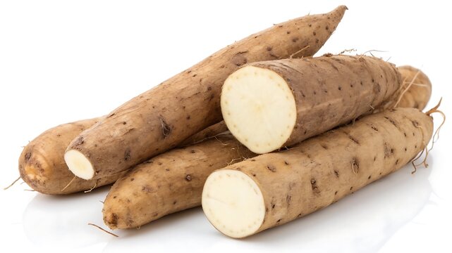 Pile of yams isolated on white background