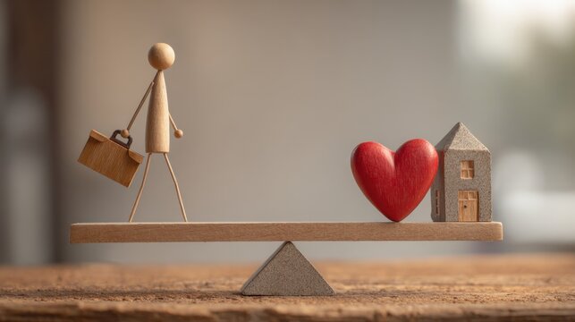 A conceptual image showing a balance scale with a heart on one side and a figure on the other, representing choices.