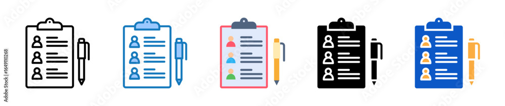 Poster clipboard multiple style icons set design vector illustration.