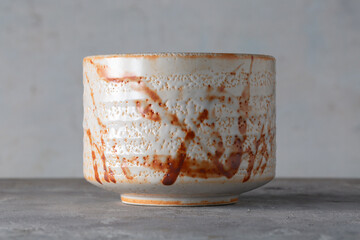 Chawan Matcha Tea Bowl Chadougu Shino-yaki Tea Bowl Yakimono by Gizan Kiln with Potter's Mark