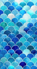 Obraz premium Repeating blue and white fish scale pattern
