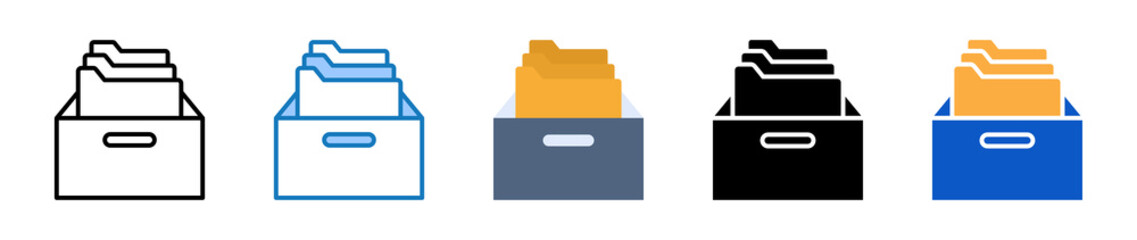 Archives multiple style icons set design vector illustration. 