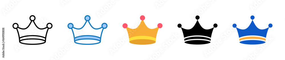 Poster crown multiple style icons set design vector illustration.