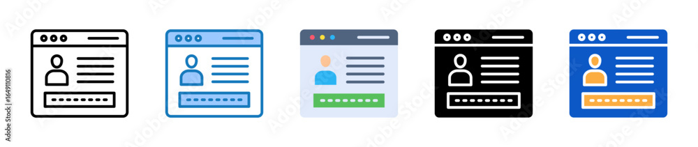Poster login multiple style icons set design vector illustration.