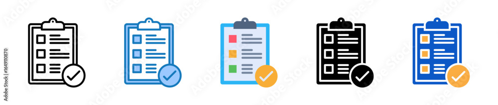 Poster clipboard multiple style icons set design vector illustration.
