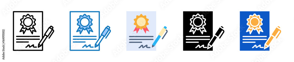 Aufkleber certificate multiple style icons set design vector illustration.