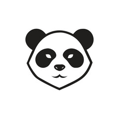 Minimalist Black and White Panda Bear Face Icon Logo Graphic Design vector illustration
