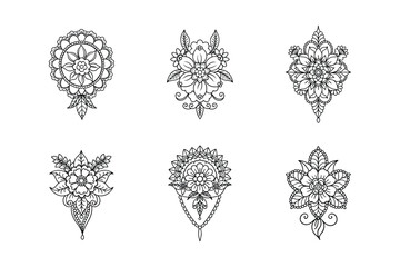 Fototapeta premium Vintage floral ornamental vector design set for detailed decorative illustration Vector illustration