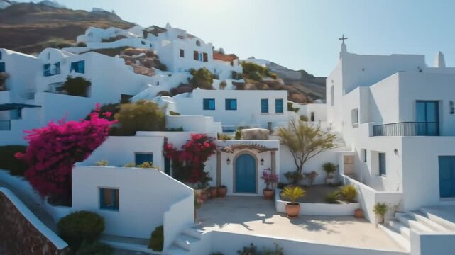 Whitewashed Villa on a Beach Cliff Overlooking the Sea. 4k videos