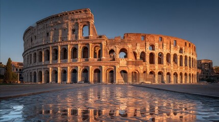 The Majestic Colosseum of Rome: A timeless reflection on historical grandeur