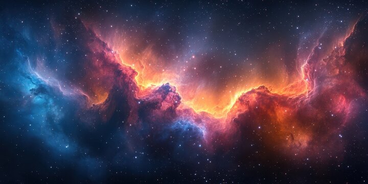 Cosmic clouds illuminated in vibrant colors reveal the beauty of a distant galaxy during a stellar event