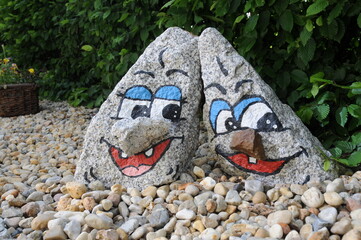 stein, angemalt, comic, cartoon, witzig, garten, gartenzwerg, piter, natur, fels, wasser, stein,...