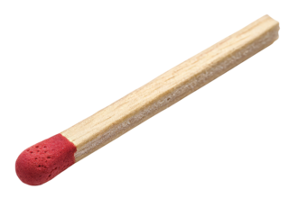 Wooden Matchstick with Red Head Isolated on Transparent Background